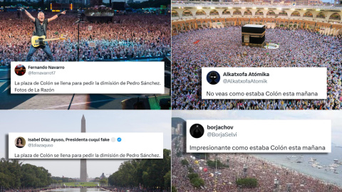 Memes de los tuiteros sobre la manipulación de imágenes de la manifestación de Colón.