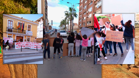 FOTOMONTAJE ROCIO (1) Las familias del CEIP Blasco Ibáñez en Benipardell denuncian el retraso de más de seis meses en la apertura del colegio afectado por la DANA.