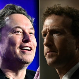 Montaje con fotos de Elon Musk y Mark Zuckewrberg.