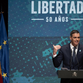 El presidente del Gobierno, Pedro Sánchez, durante el acto 'España en libertad: 50 años'.