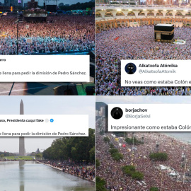 Memes de los tuiteros sobre la manipulación de imágenes de la manifestación de Colón.