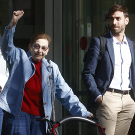 La activista de la izquierda independentista Blanca Serra a su llegada esta mañana a la Fiscalía de Barcelona.