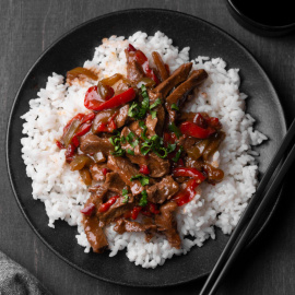 Receta de ternera china con arroz. 