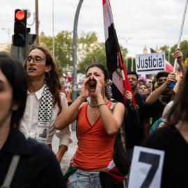 Decenas de personas durante una manifestación a favor de Palestina.