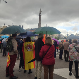Asociaciones de derechas y ultraderecha se manifiestan en en la plaza de Colón para pedir la dimisión de Pedro Sánchez, a 10 de mayo de 2025.